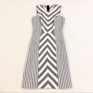 Milly | Chevron Gray & White Sleeveless Dress NWT